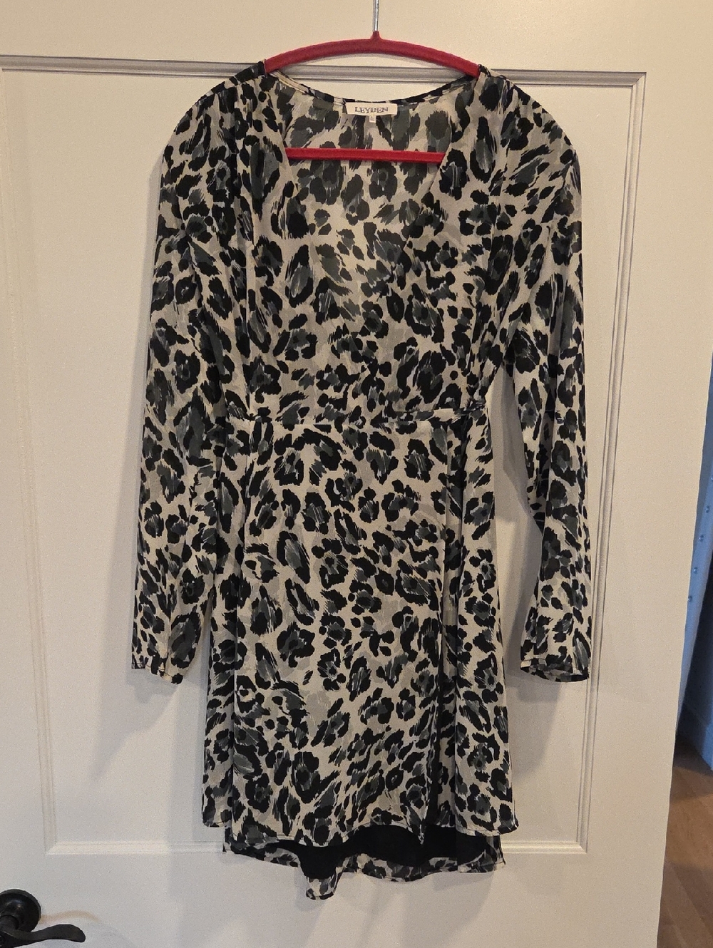 Leyden Black & White Leopard Wrap Dress